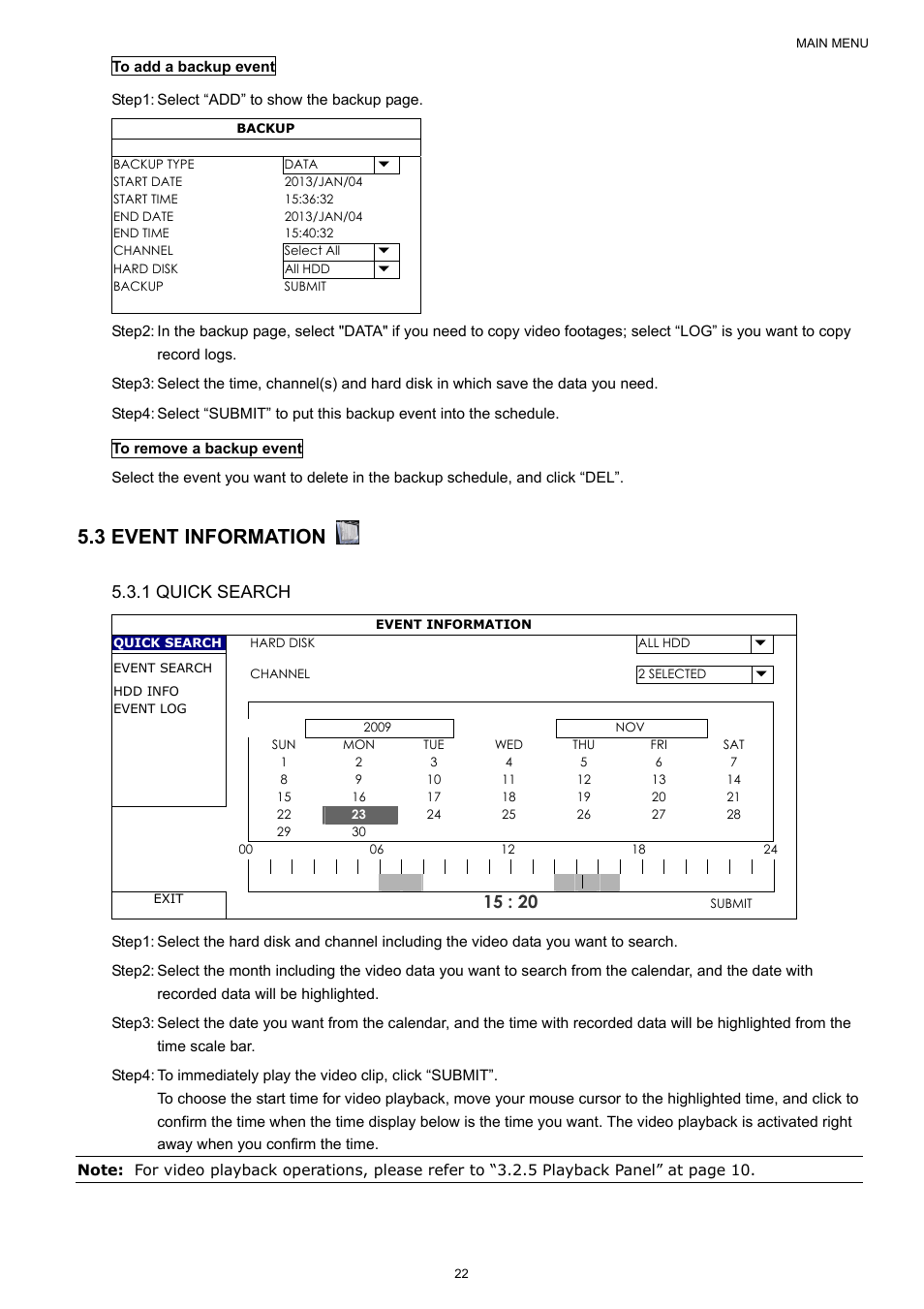 3 event information, 1 quick search | AGI Security SYS-4HNVR304 Manual User Manual | Page 28 / 95