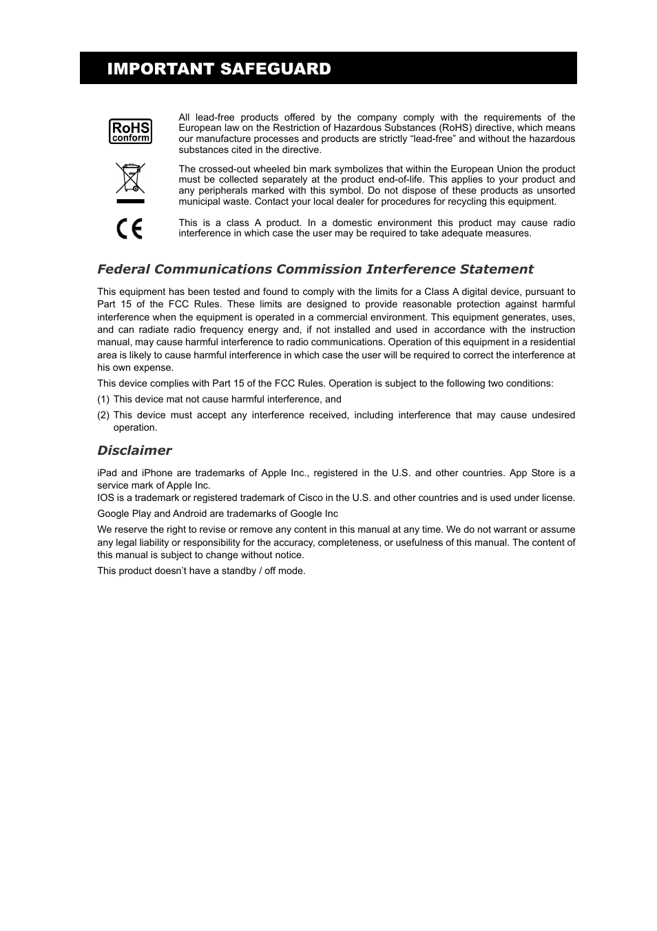 Important safeguard | AGI Security SYS-4HNVR304 Manual User Manual | Page 3 / 95