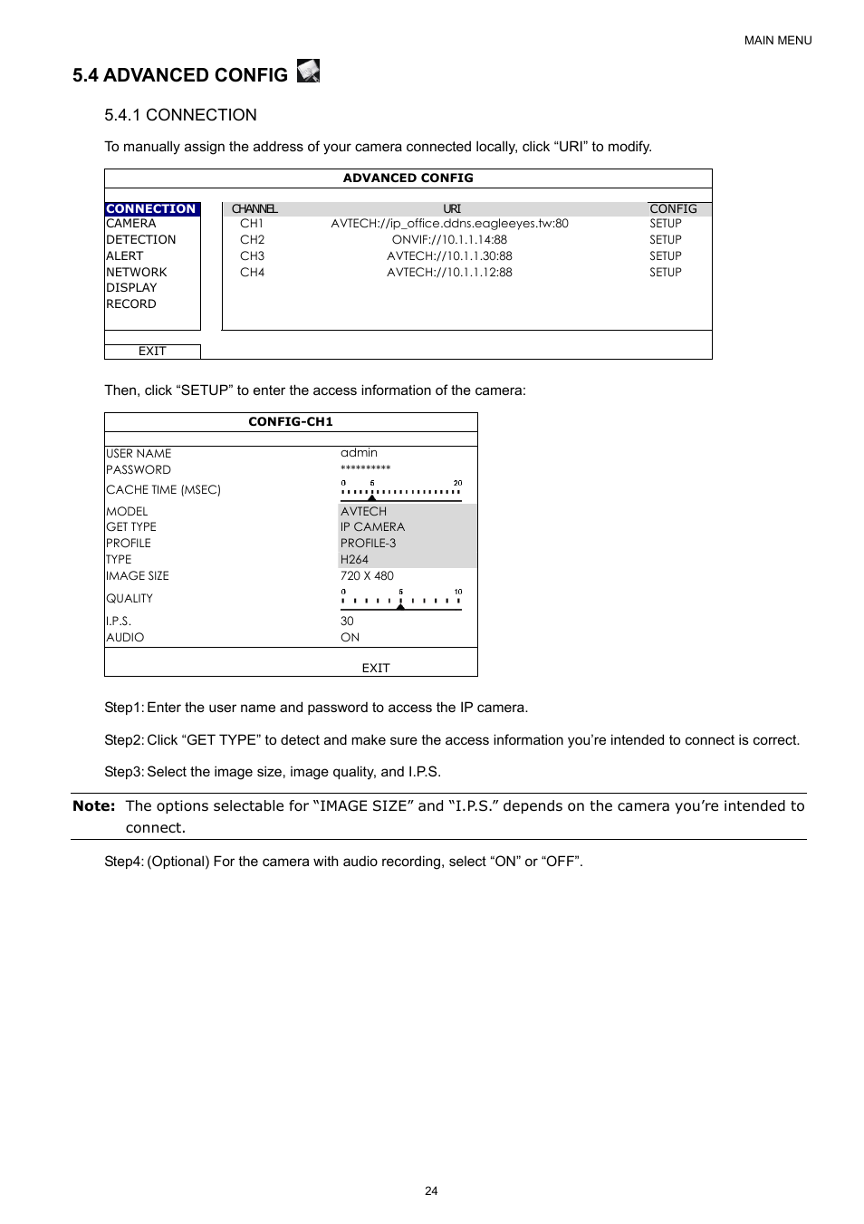4 advanced config, 1 connection | AGI Security SYS-4HNVR304 Manual User Manual | Page 30 / 95