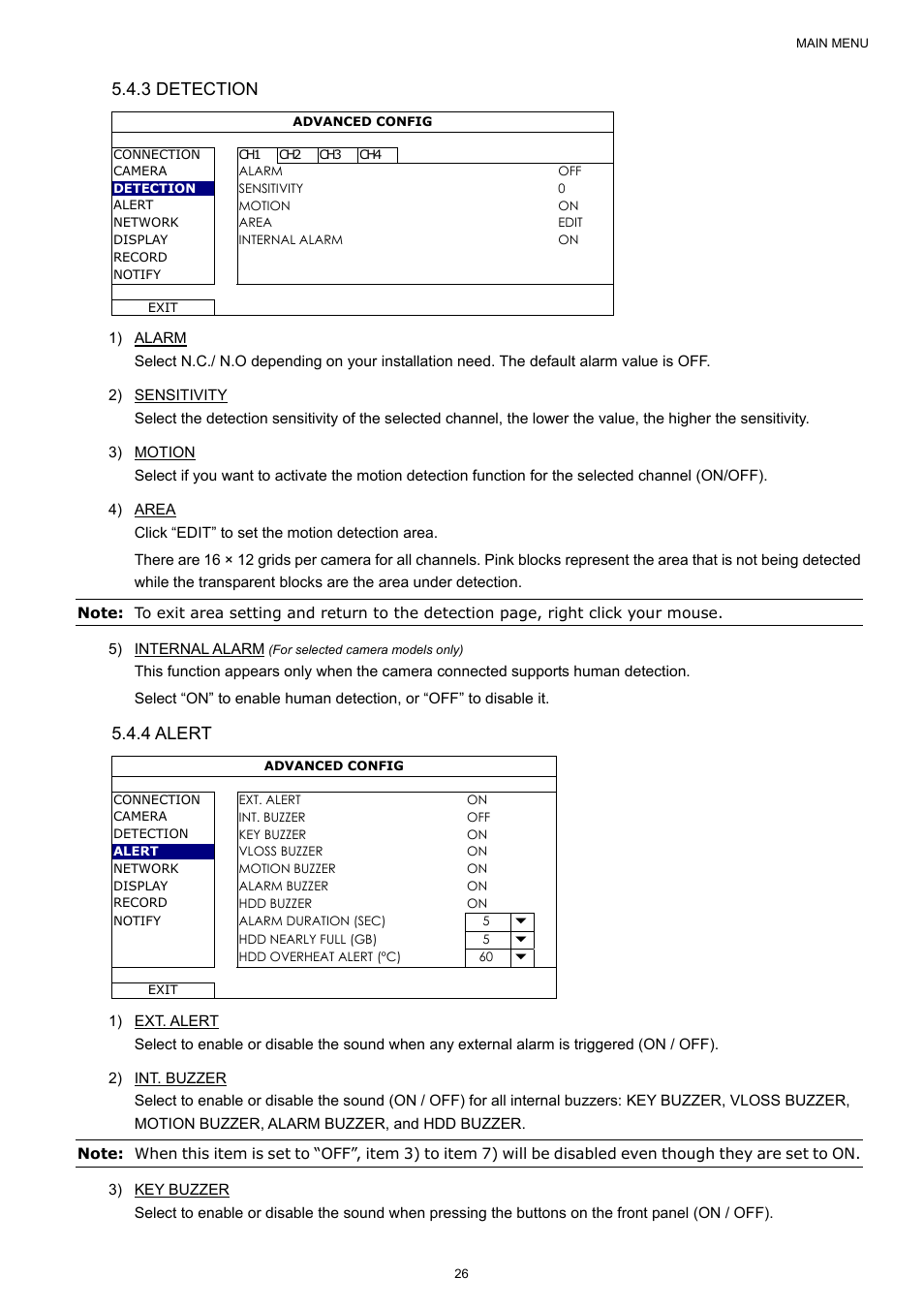 3 detection, 4 alert | AGI Security SYS-4HNVR304 Manual User Manual | Page 32 / 95