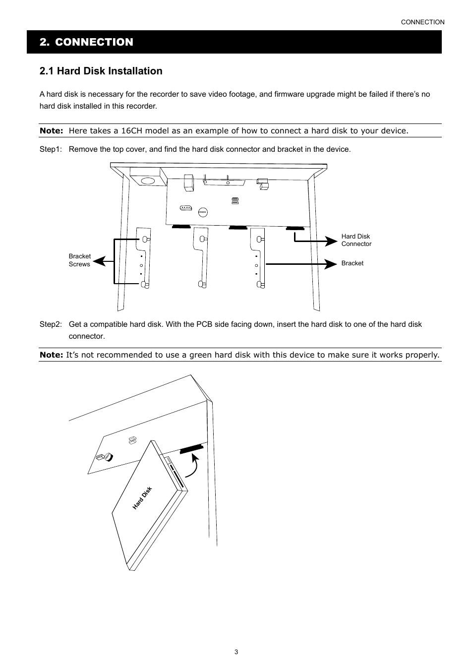 Connection 2.1 hard disk installation | AGI Security SYS-4HNVR304 Manual User Manual | Page 9 / 95