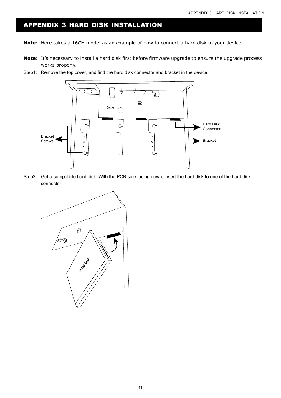 Appendix 3 hard disk installation | AGI Security SYS-4HNVR304 Quick Guide User Manual | Page 16 / 35