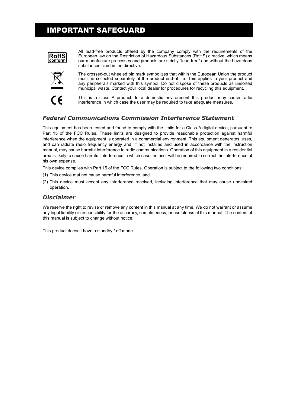 Important safeguard | AGI Security SYS-4HNVR304 Quick Guide User Manual | Page 4 / 35