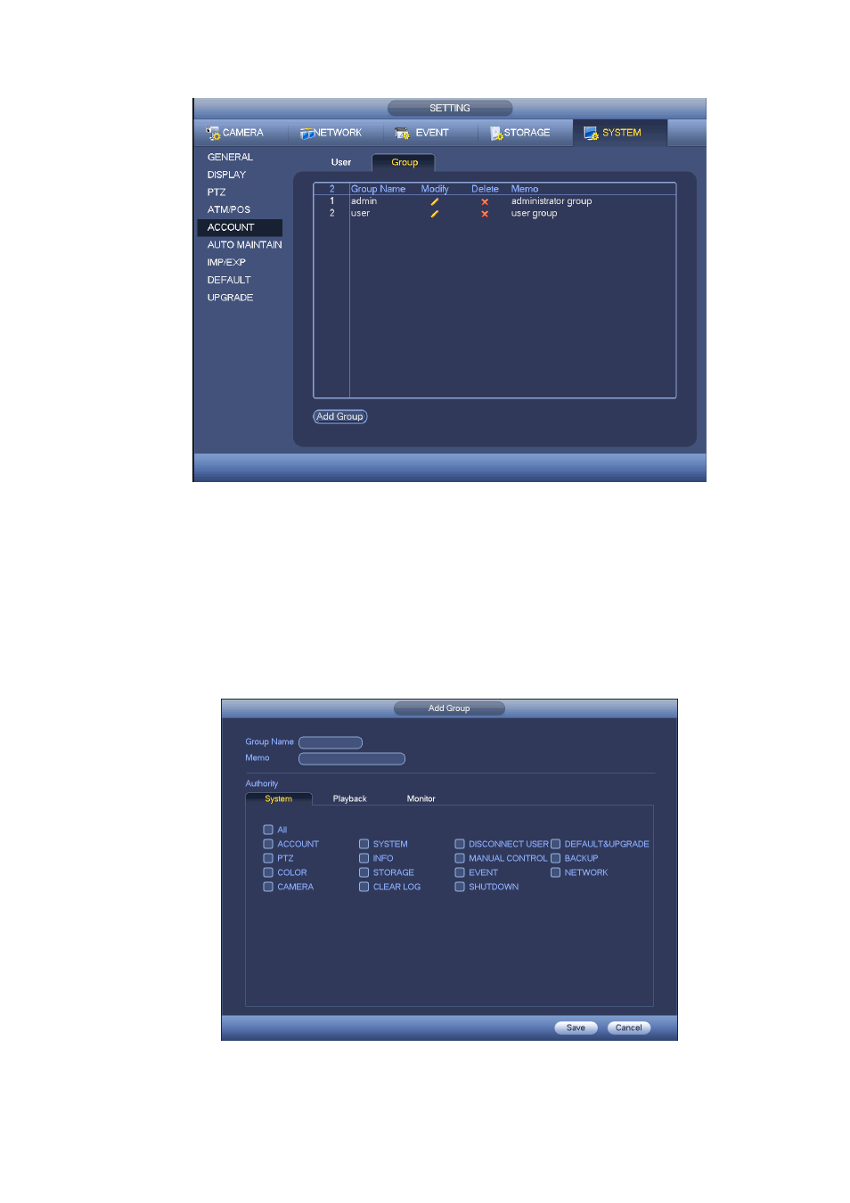 1 add/modify group, 2 add/modify user | AGI Security SYS-HC0451S2 User Manual | Page 195 / 276