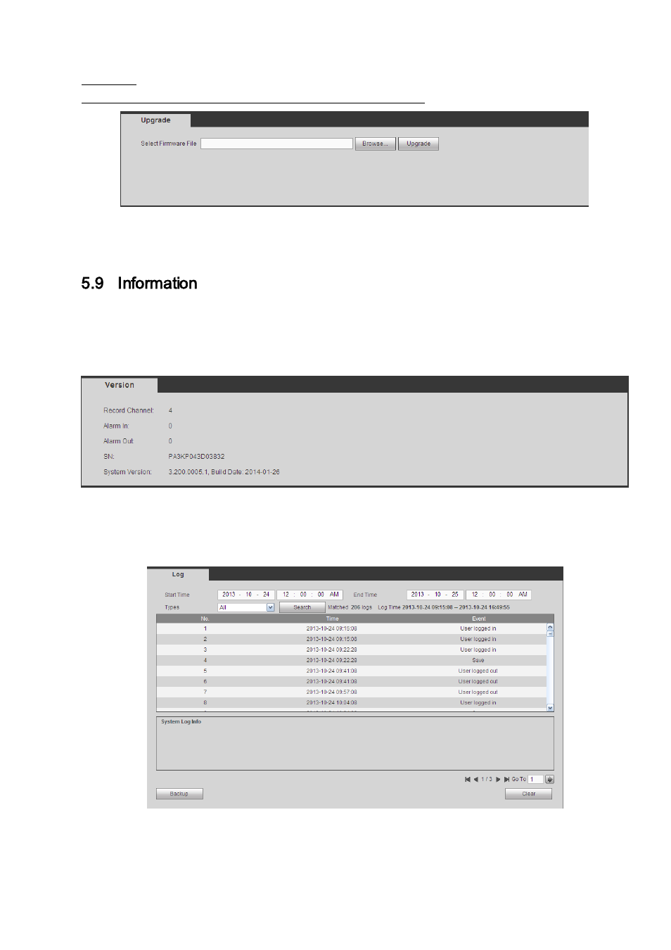 9 information, 1 version, 2 log | Information, Version | AGI Security SYS-HC0451S2 User Manual | Page 251 / 276