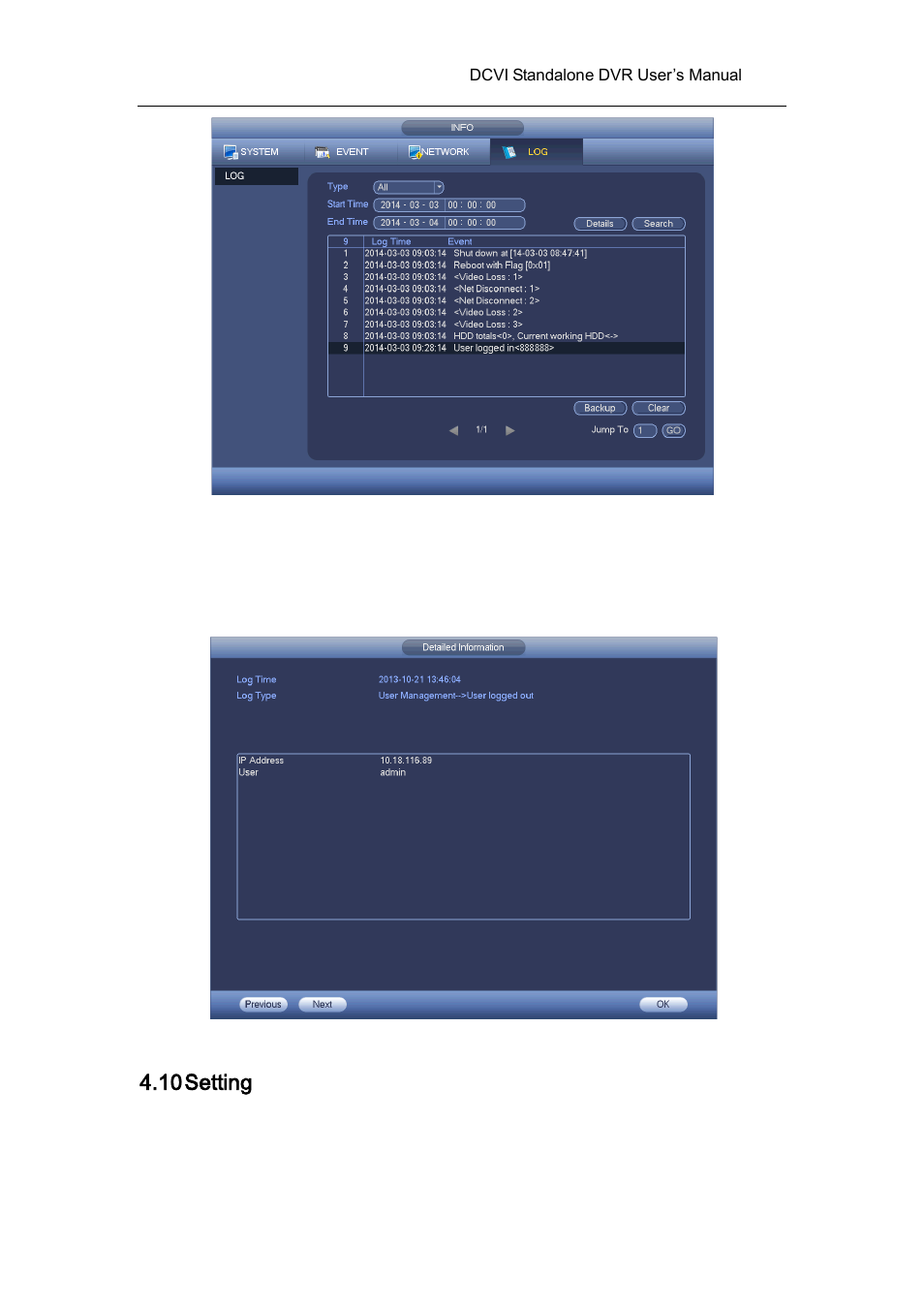 10 setting, 1 camera, 1 remote device (for digital channel only) | Setting, Camera | AGI Security SYS-HC0451 HDCVI DVR User Manual User Manual | Page 101 / 285