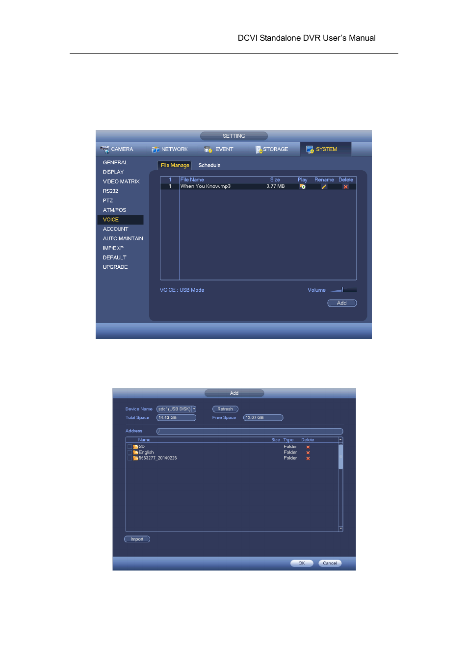 7 voice, 1 file list | AGI Security SYS-HC0451 HDCVI DVR User Manual User Manual | Page 178 / 285