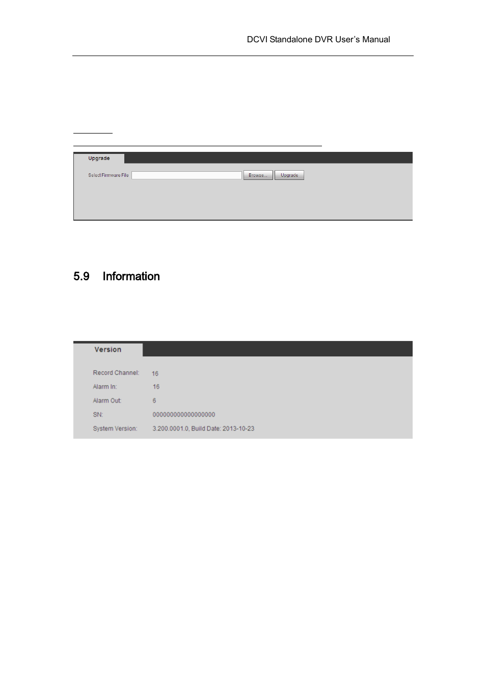 12 upgrade, 9 information, 1 version | 2 log, Information, Version | AGI Security SYS-HC0451 HDCVI DVR User Manual User Manual | Page 249 / 285