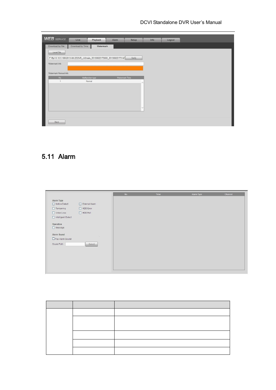 11 alarm, Alarm | AGI Security SYS-HC0451 HDCVI DVR User Manual User Manual | Page 256 / 285