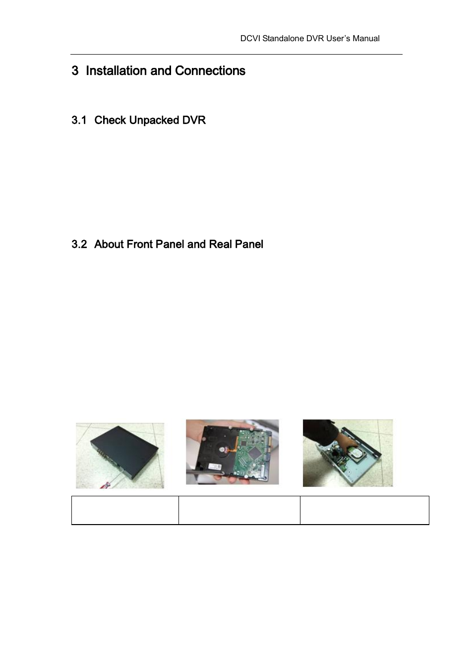 3 installation and connections, 1 check unpacked dvr, 2 about front panel and real panel | 1 hdd installation, 2 1u series, Installation and connections, Check unpacked dvr, About front panel and real panel, Hdd installation, 1u series | AGI Security SYS-HC0451 HDCVI DVR User Manual User Manual | Page 53 / 285