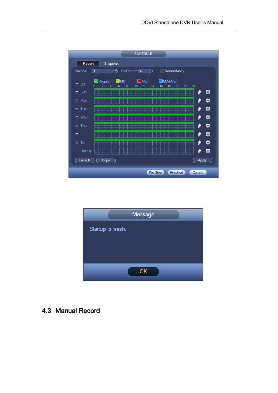 3 manual record, 1 live viewing, Manual record | Live viewing | AGI Security SYS-HC0451 HDCVI DVR User Manual User Manual | Page 65 / 285