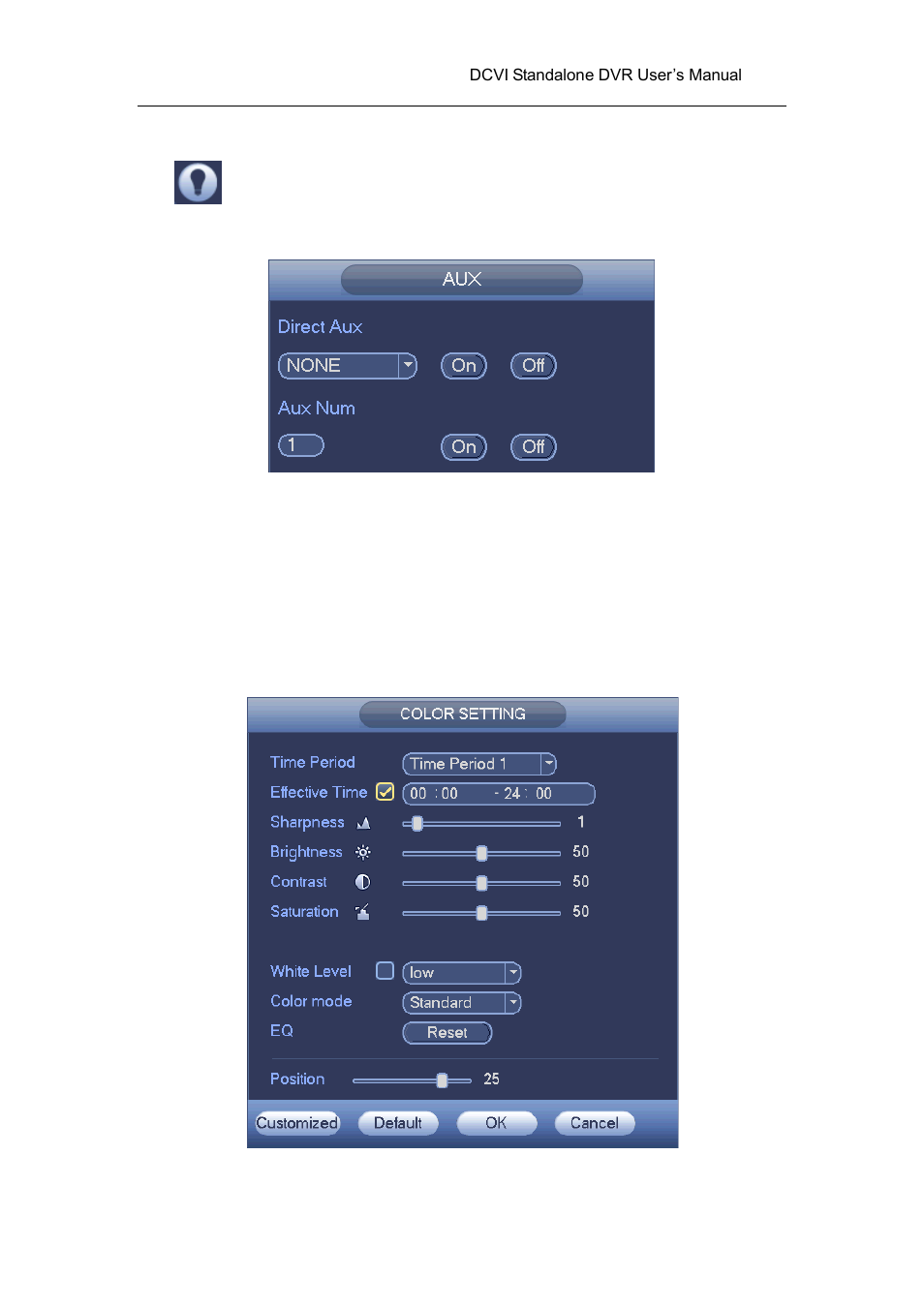 4 auto focus, 5 color, Auto focus | Color | AGI Security SYS-HC0451 HDCVI DVR User Manual User Manual | Page 75 / 285