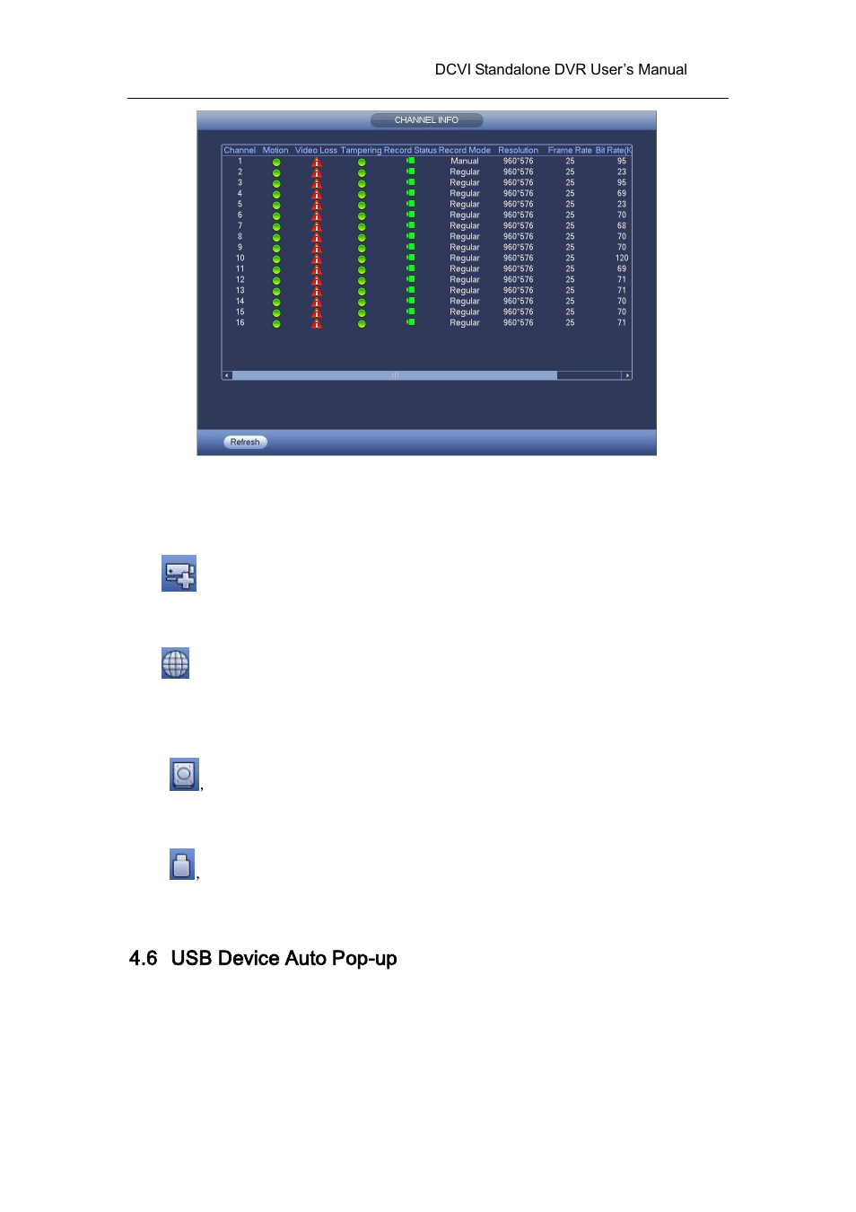 12 remote device, 13 network, 14 hdd manager | 15 usb manager, 6 usb device auto pop-up, Remote device, Network, Hdd manager, Usb manager, Usb device auto pop-up | AGI Security SYS-HC0451 HDCVI DVR User Manual User Manual | Page 82 / 285