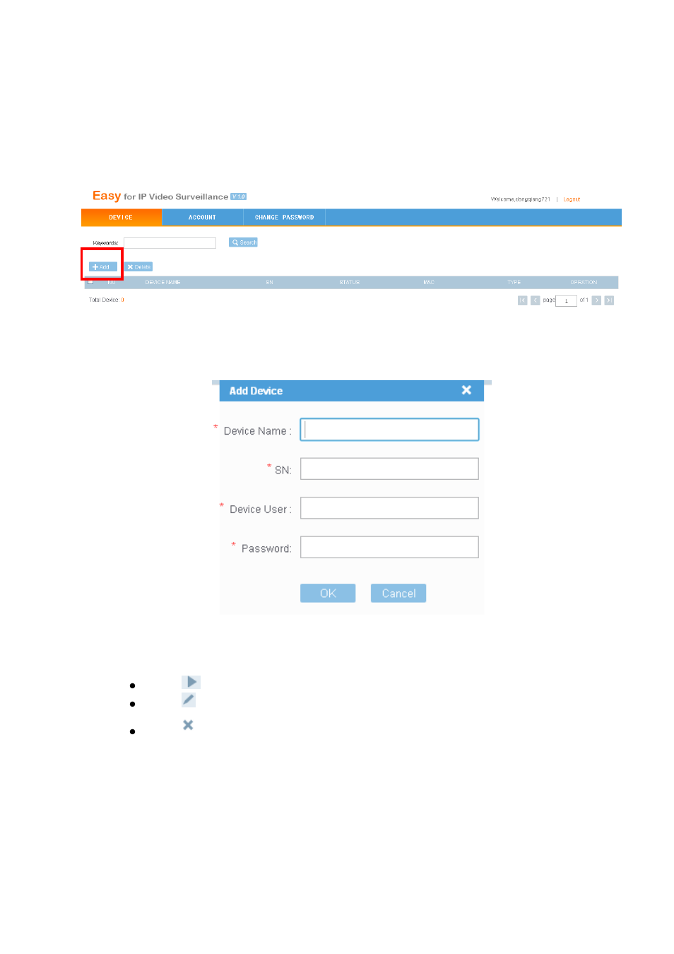 1 user login, User login | AGI Security SYS-HC0451 P2P Operation Manual User Manual | Page 12 / 14
