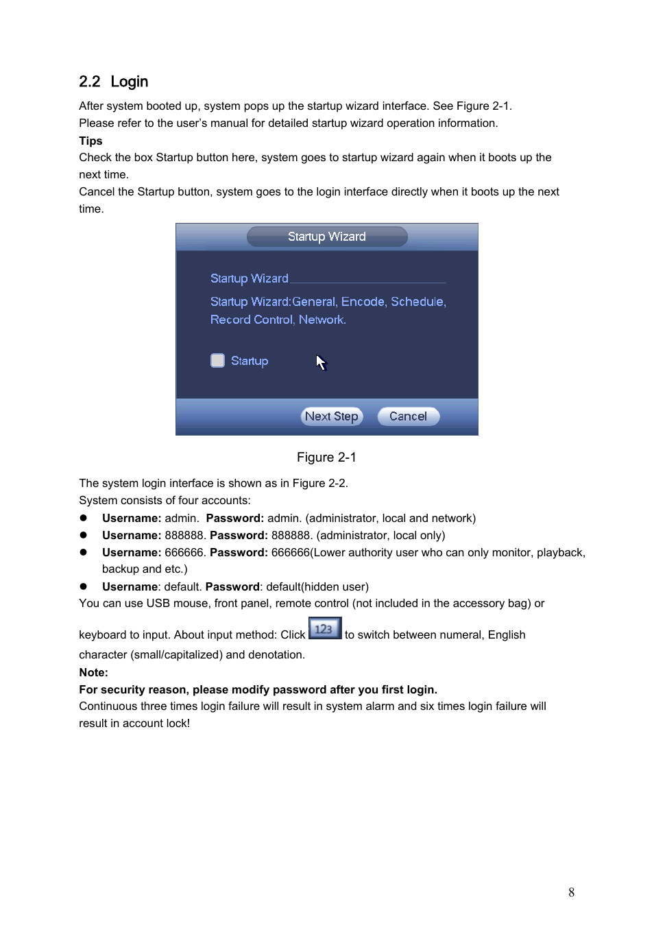 2 login | AGI Security SYS-HC0451 Standalone DVR Quick Start Guide User Manual | Page 12 / 39