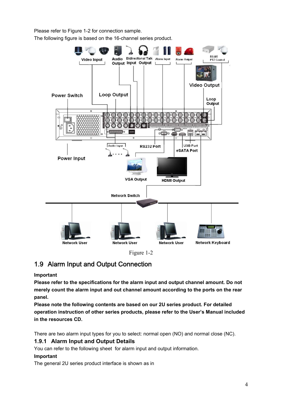 9 alarm input and output connection | AGI Security SYS-HC0451 Standalone DVR Quick Start Guide User Manual | Page 8 / 39