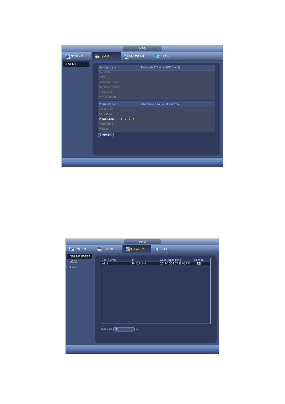 3 network, 1 online users, Network | AGI Security SYS-HC0851S2 User Manual | Page 96 / 266