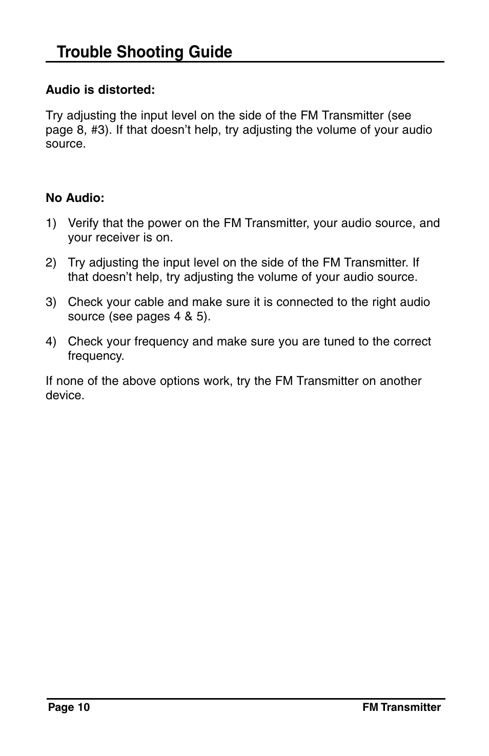 Trouble shooting guide | C. Crane Satellite Radio User Manual | Page 10 / 16