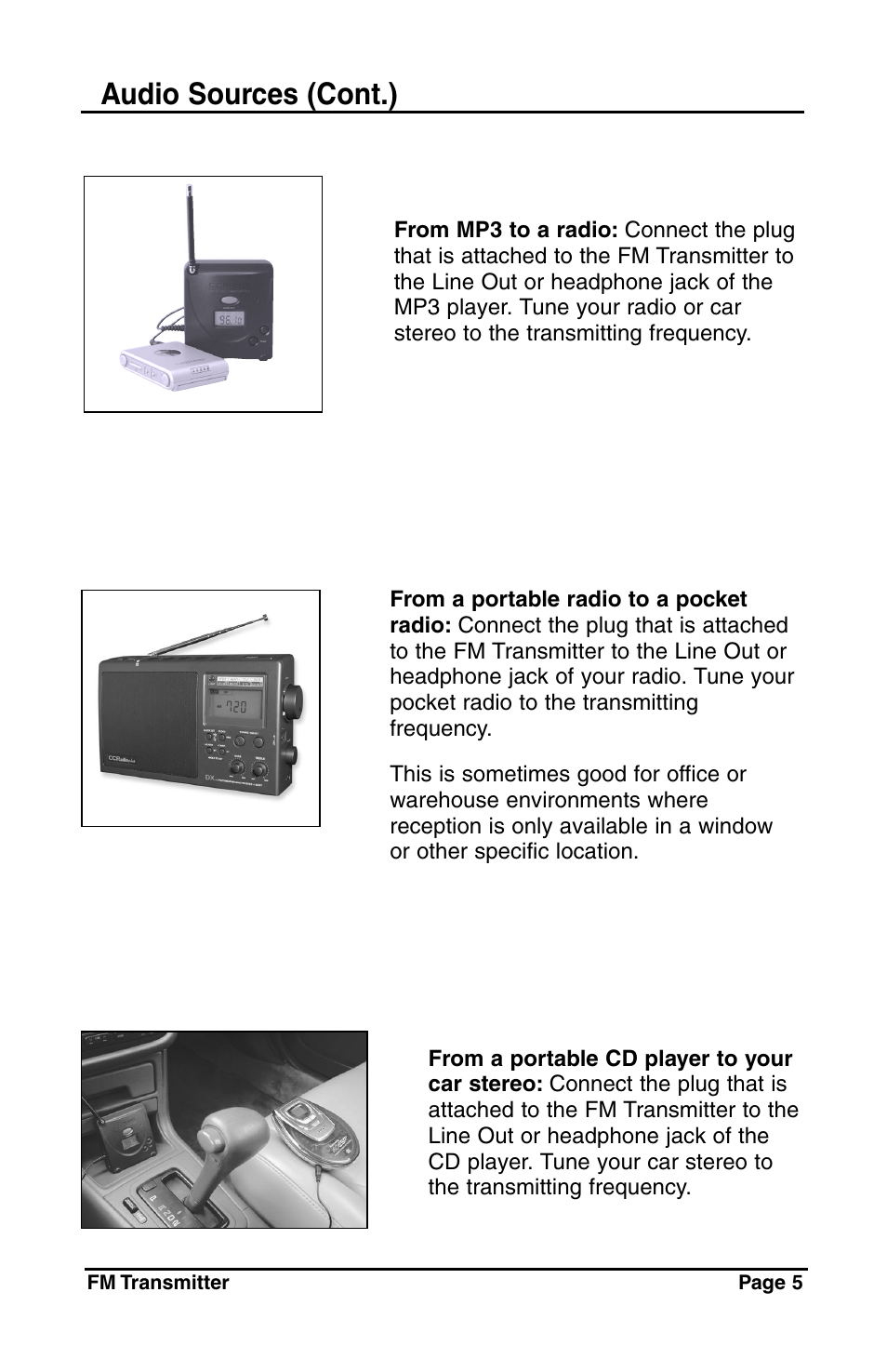 Audio sources (cont.) | C. Crane Satellite Radio User Manual | Page 5 / 16