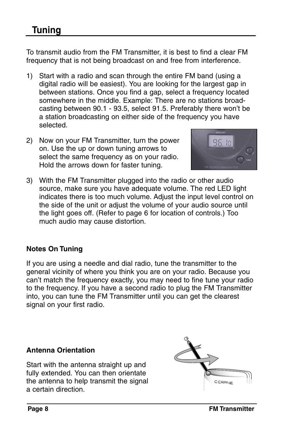 Tuning | C. Crane Satellite Radio User Manual | Page 8 / 16