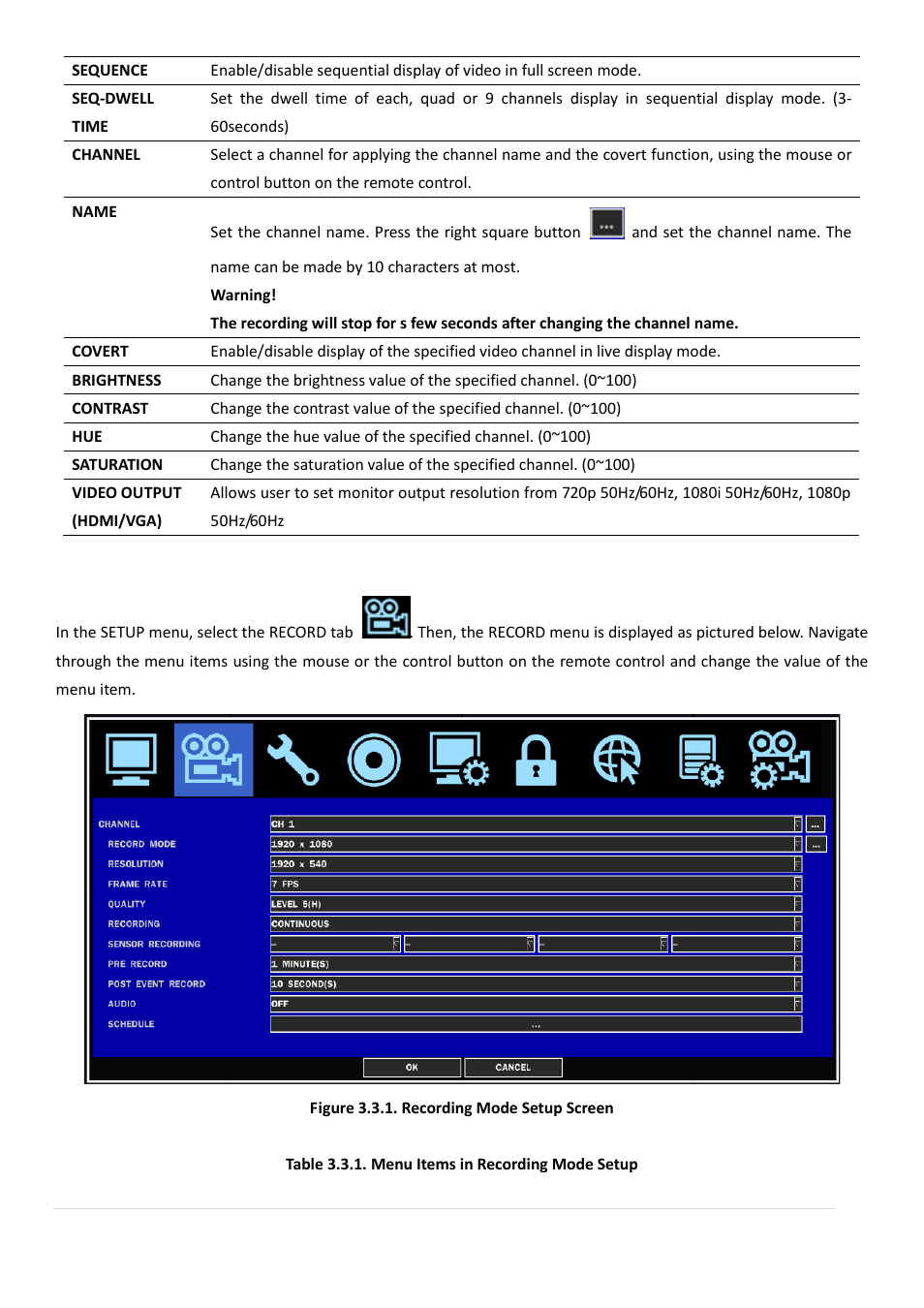 3. setup – record mode | AGI Security SYS-HD0420A User Manual | Page 26 / 119