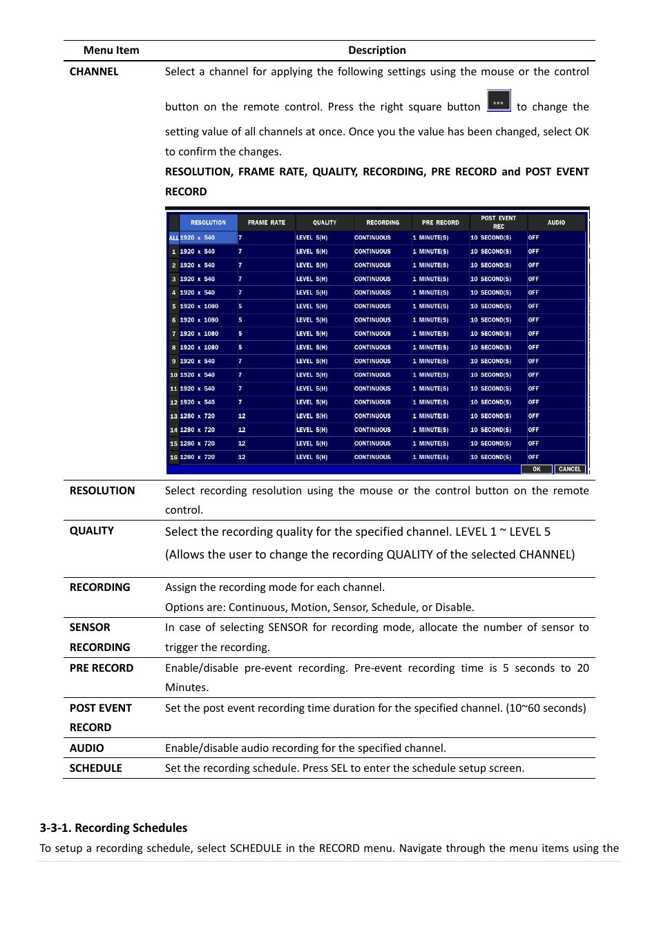 3-1. recording schedules | AGI Security SYS-HD0420A User Manual | Page 27 / 119