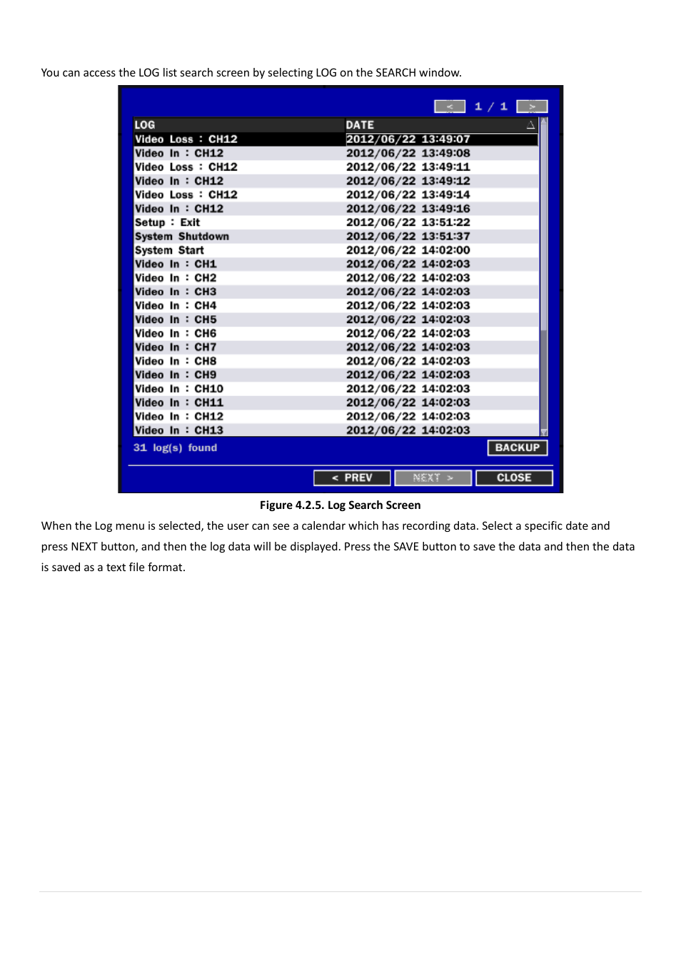 2-7. log search | AGI Security SYS-HD0420A User Manual | Page 51 / 119