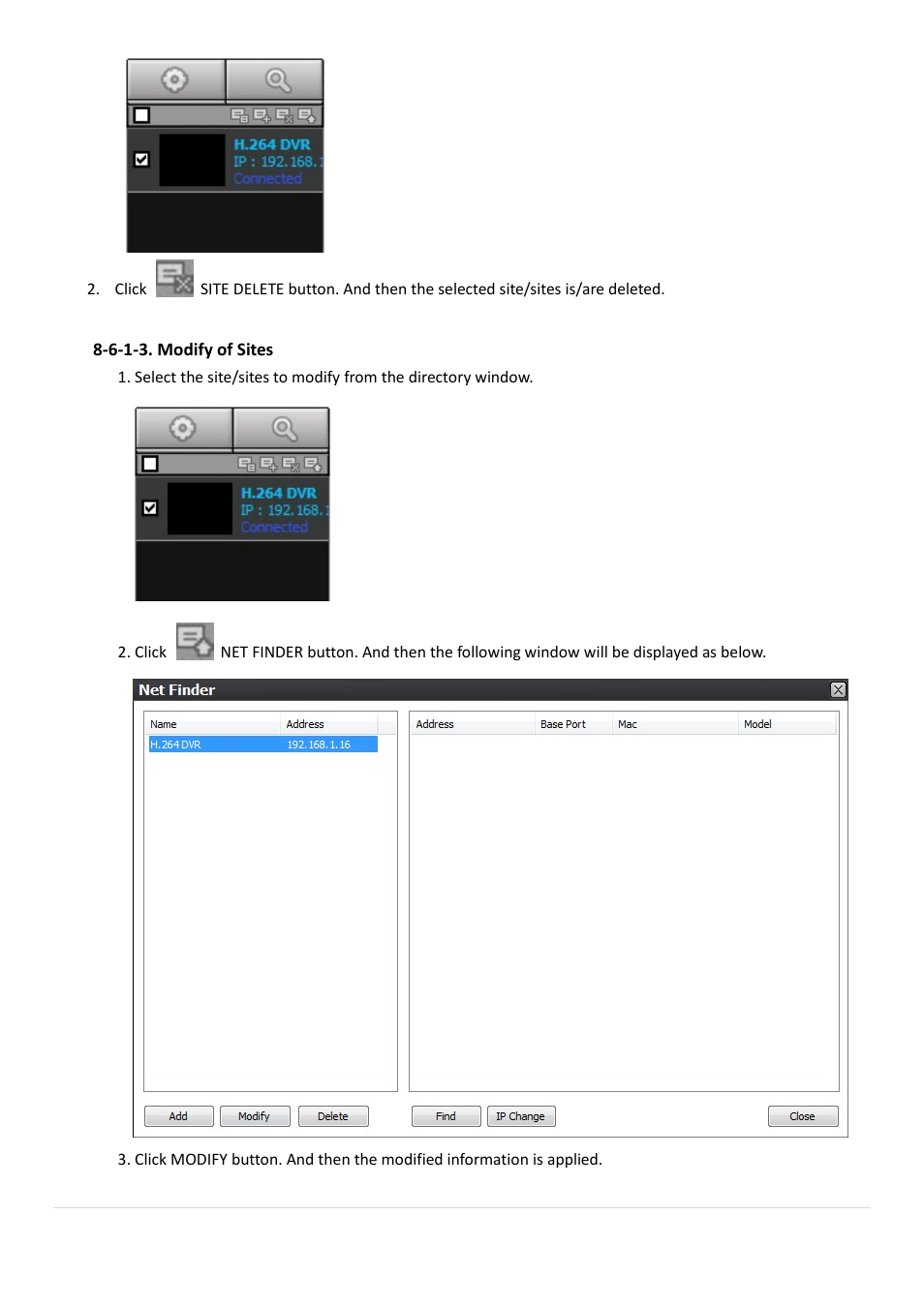 6-1-3. modify of sites | AGI Security SYS-HD0420A User Manual | Page 75 / 119