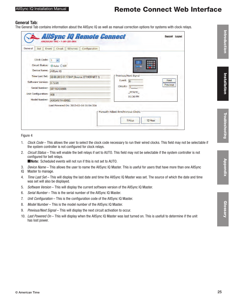 Remote connect web interface | American Time AllSync IQ User Manual | Page 25 / 57
