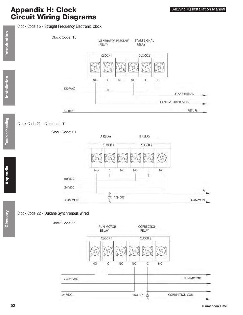 Appendix h: clock circuit wiring diagrams | American Time AllSync IQ User Manual | Page 52 / 57