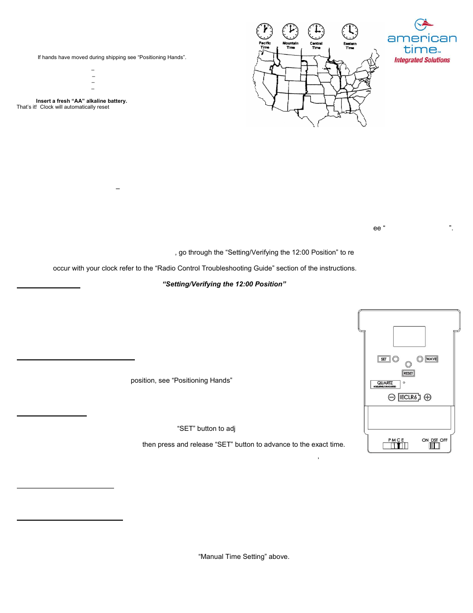 American Time Radio Controlled User Manual | 2 pages