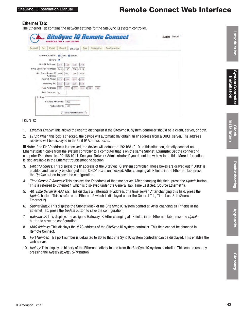 Remote connect web interface | American Time SiteSync IQ User Manual | Page 43 / 81