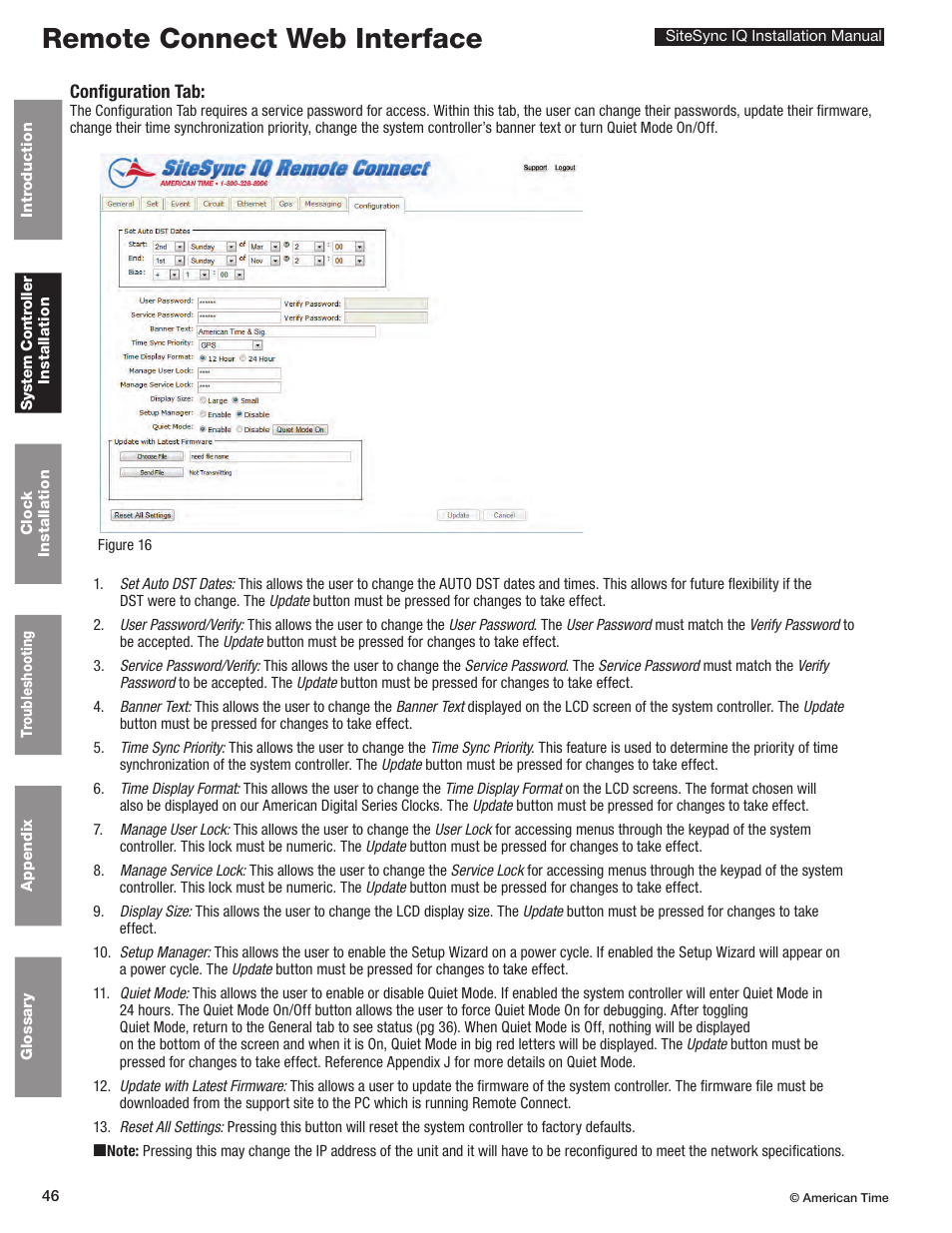 Remote connect web interface | American Time SiteSync IQ User Manual | Page 46 / 81