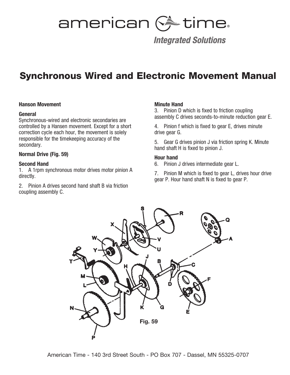 American Time Synchronous Wired and Electronic Movement User Manual | 6 pages