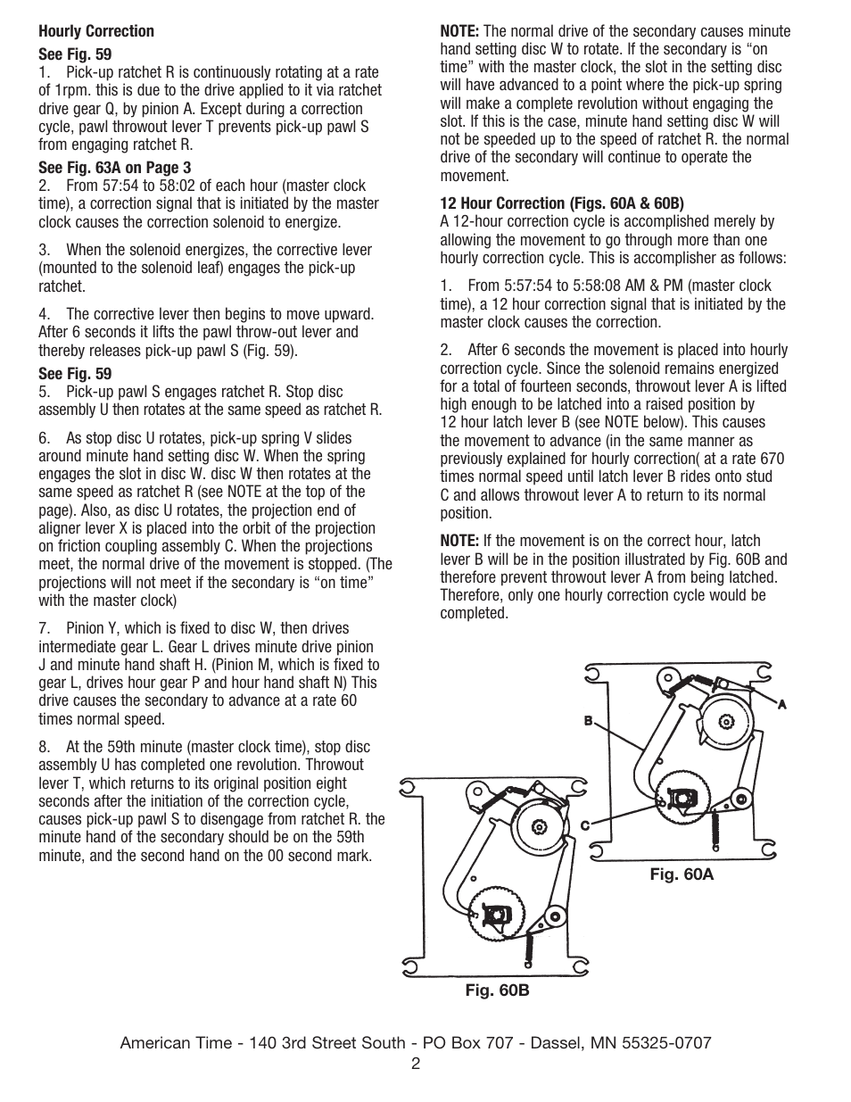 American Time Synchronous Wired and Electronic Movement User Manual | Page 2 / 6