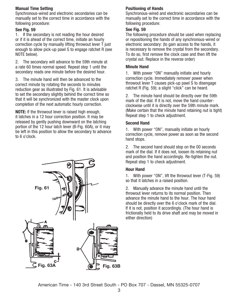American Time Synchronous Wired and Electronic Movement User Manual | Page 3 / 6