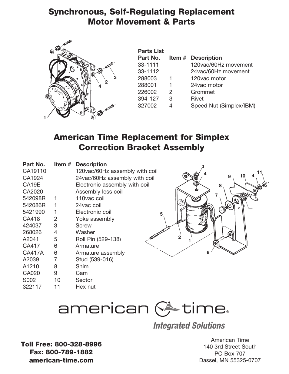 American Time Synchronous Wired and Electronic Movement User Manual | Page 6 / 6