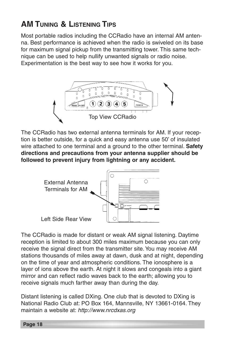 Am tuning & listening tips, Am t | C. Crane CCRadio User Manual | Page 18 / 21