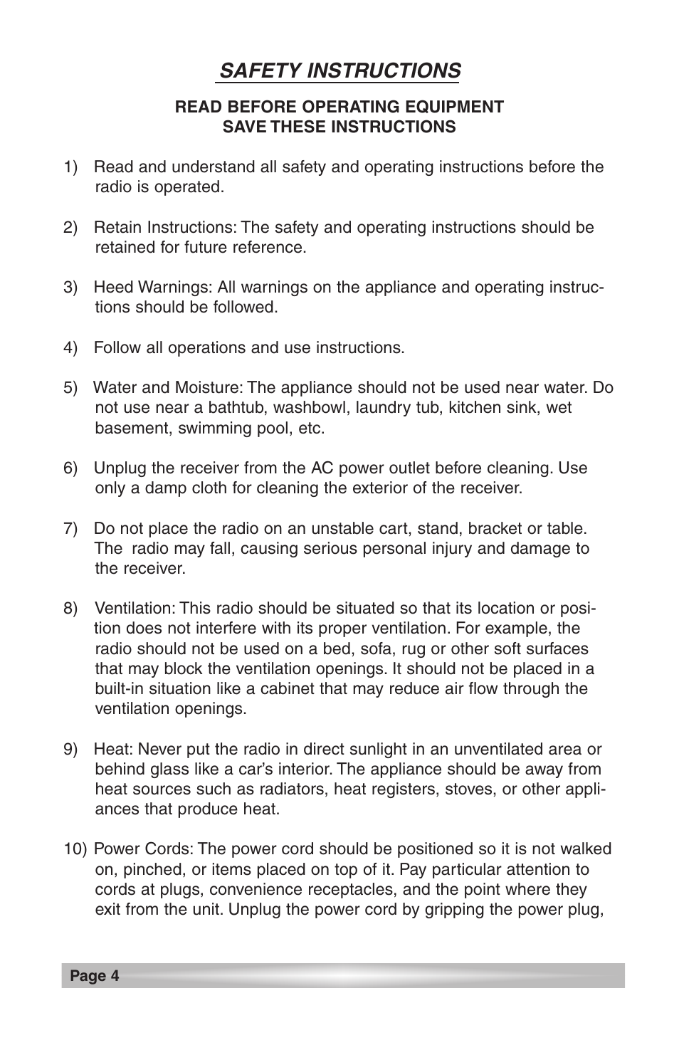 Safety instructions | C. Crane CCRadio User Manual | Page 4 / 21