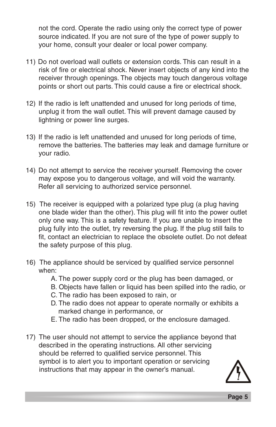 Safety instructions cont | C. Crane CCRadio User Manual | Page 5 / 21