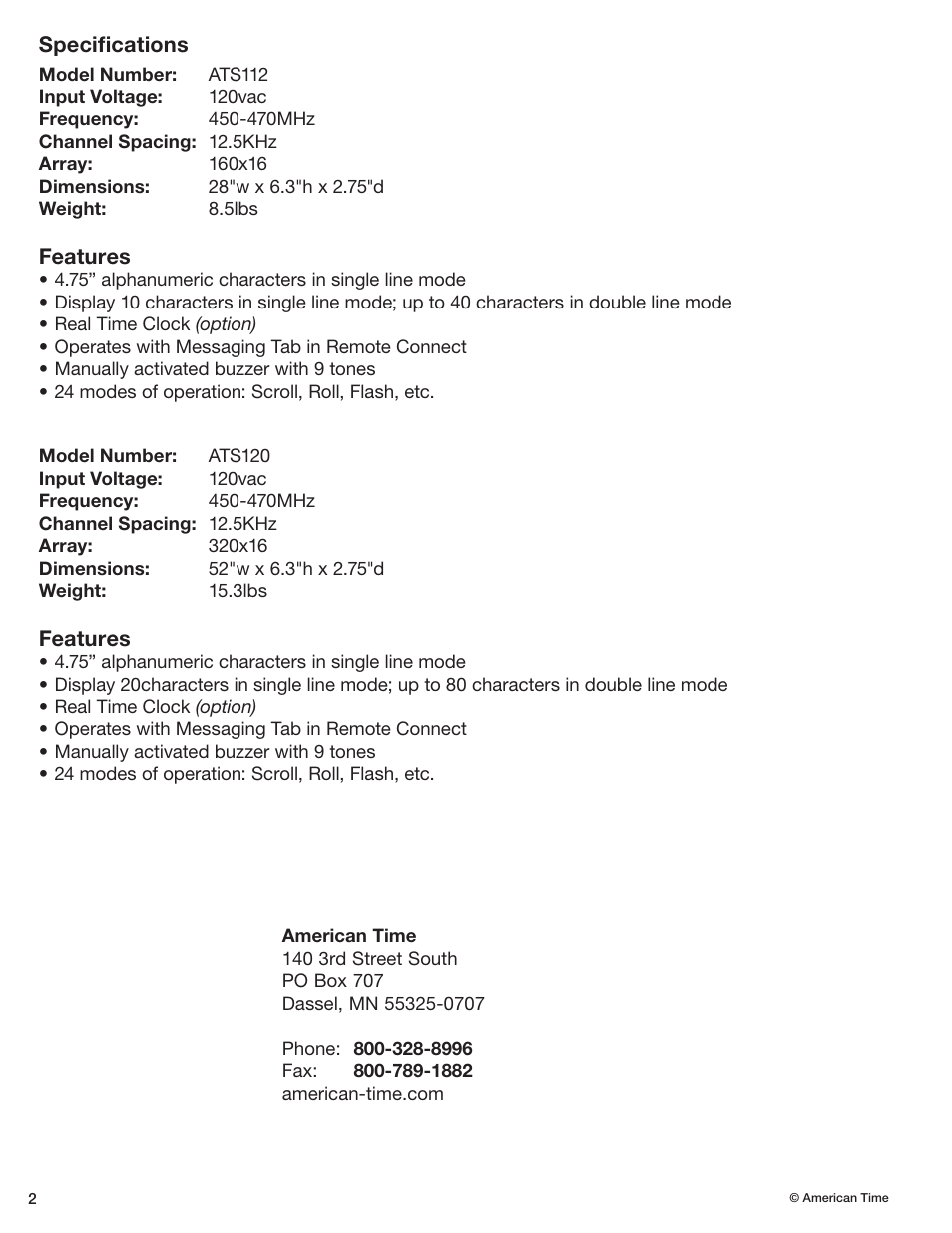American Time Wireless Digital Message Board User Manual | Page 2 / 9