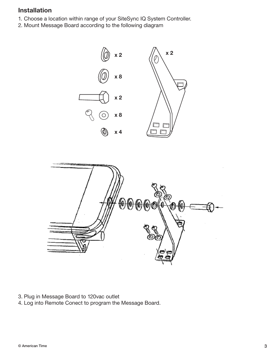 Installation | American Time Wireless Digital Message Board User Manual | Page 3 / 9