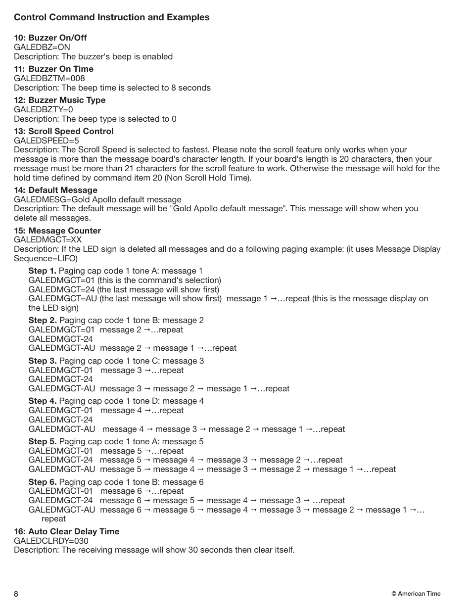 American Time Wireless Digital Message Board User Manual | Page 8 / 9