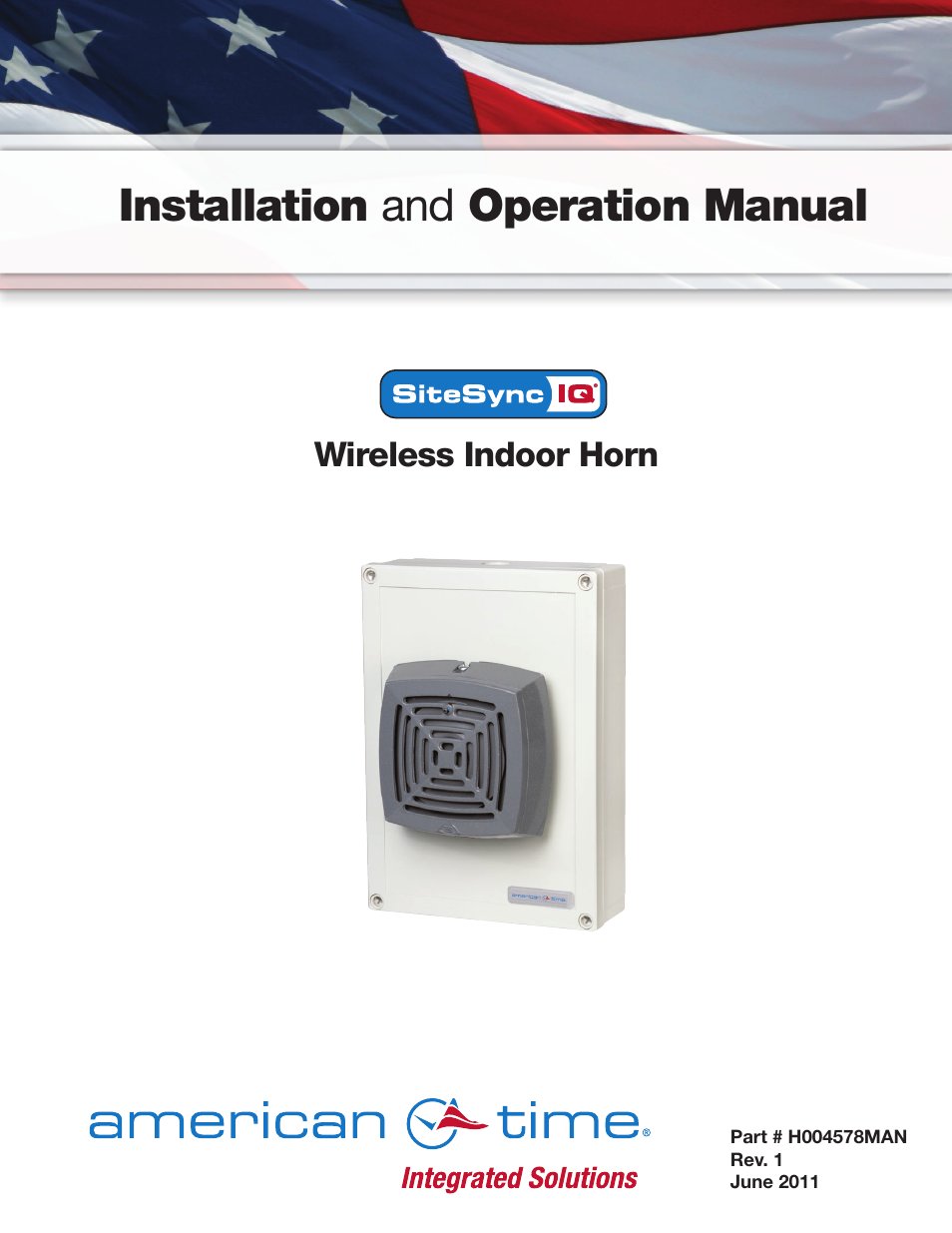 American Time Wireless Indoor Horn User Manual | 6 pages