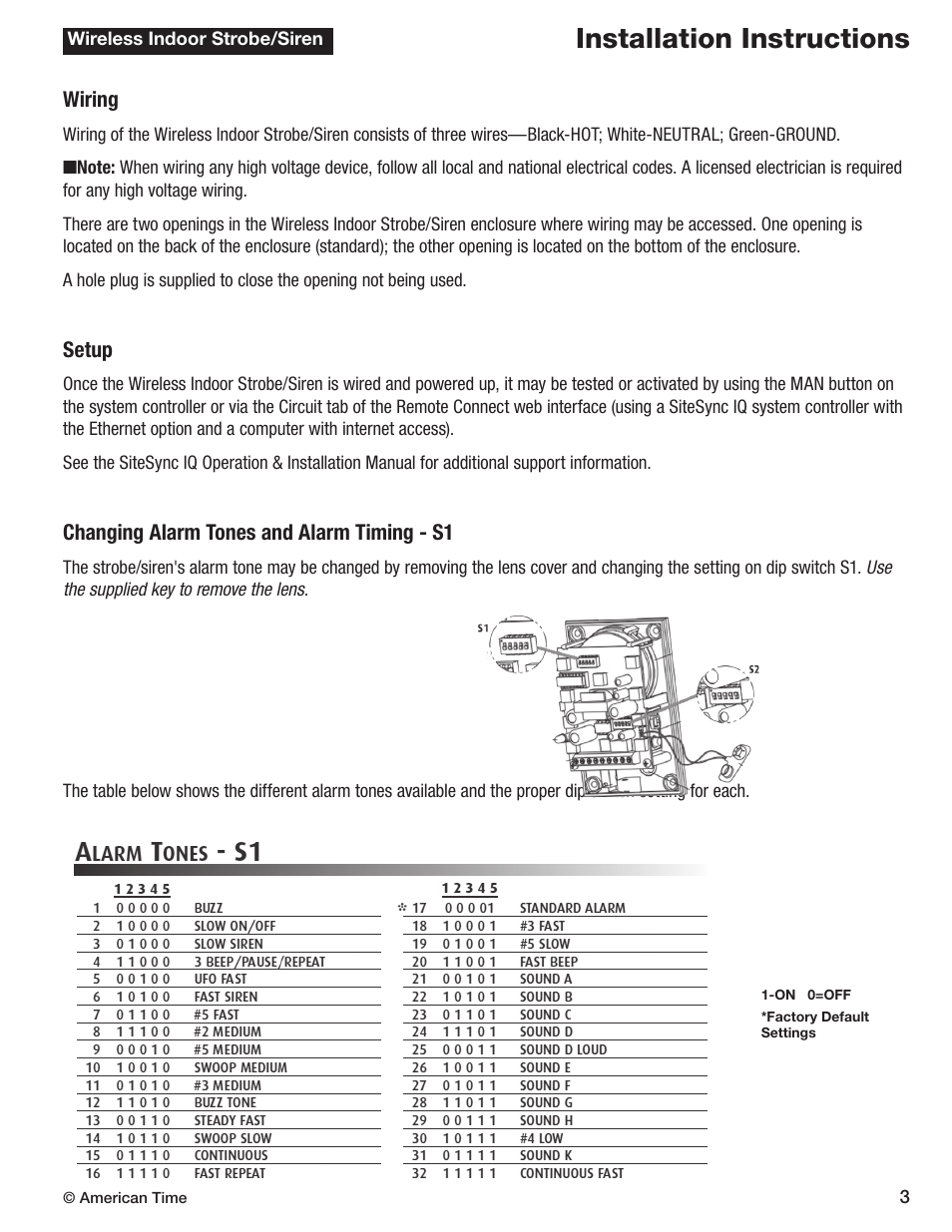 Installation instructions | American Time Wireless Indoor Strobe/Siren User Manual | Page 5 / 7