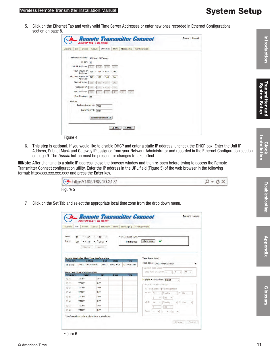 System setup | American Time Wireless Remote Transmitter User Manual | Page 11 / 39