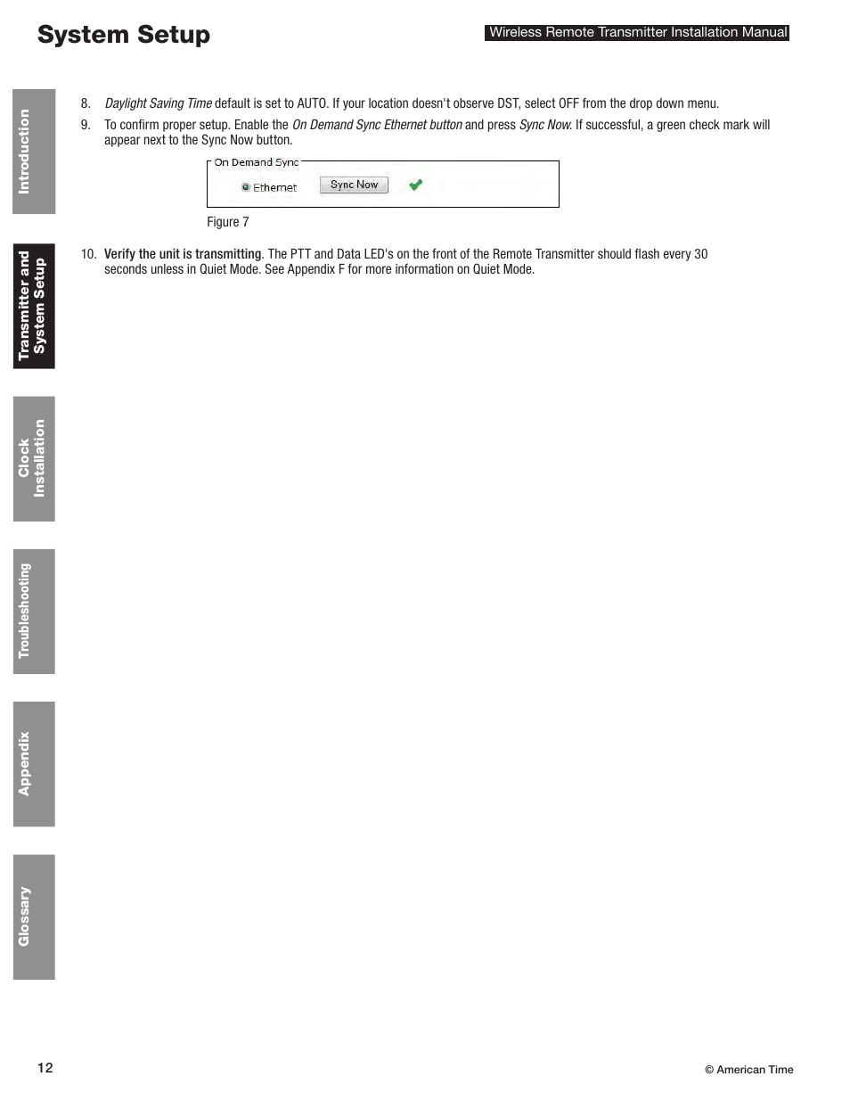 System setup | American Time Wireless Remote Transmitter User Manual | Page 12 / 39