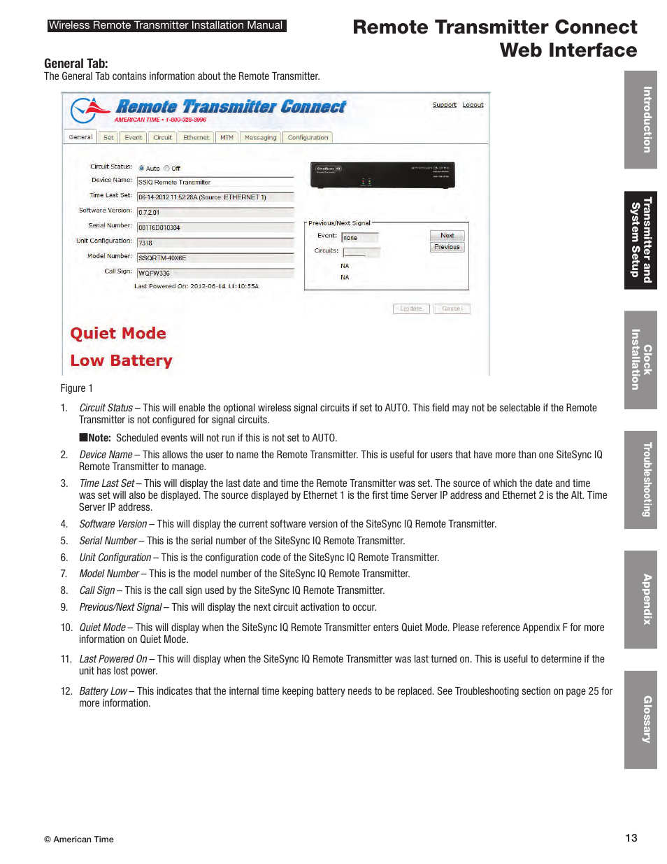 Remote transmitter connect web interface | American Time Wireless Remote Transmitter User Manual | Page 13 / 39