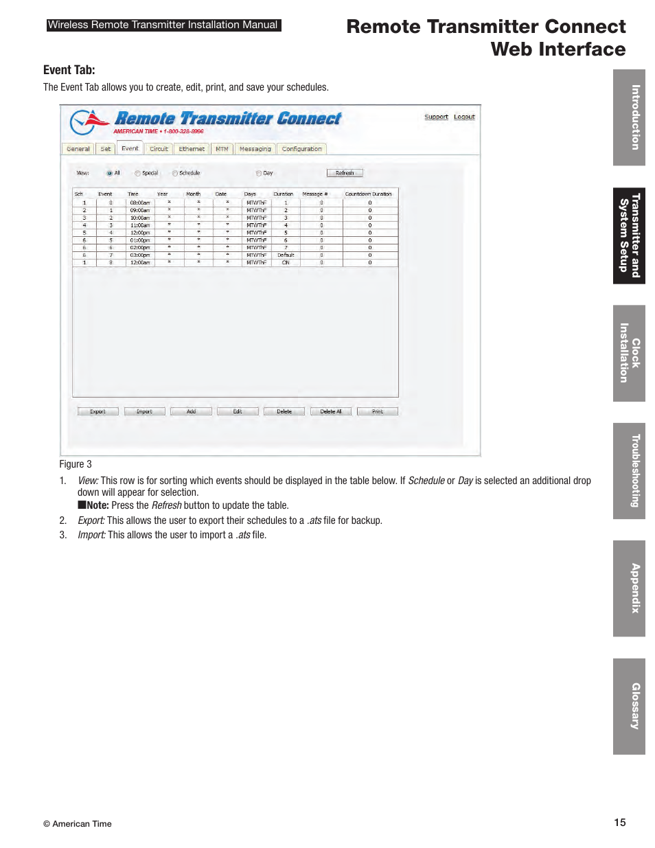 Remote transmitter connect web interface | American Time Wireless Remote Transmitter User Manual | Page 15 / 39