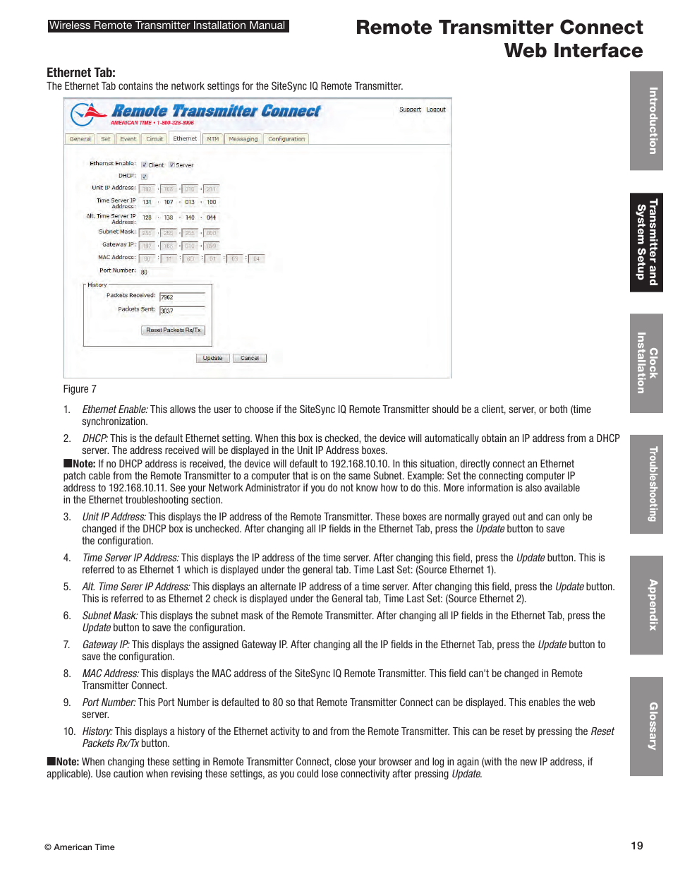 Remote transmitter connect web interface | American Time Wireless Remote Transmitter User Manual | Page 19 / 39